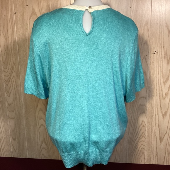 Vintage Sweater Set aqua and purple made by Miata Sport in USA womens size 16 - Picture 5 of 11